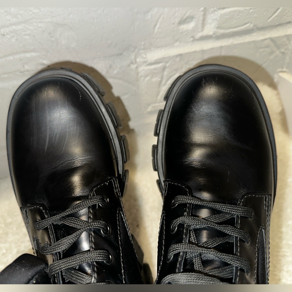 Prada Monolith Leather and Re- Nylon Combat Boots Size 37 - Picture 5 of 16